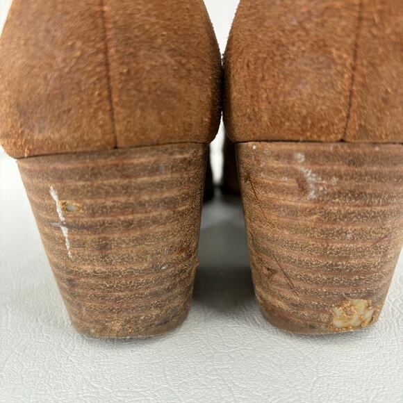 Lucky Brand Tulayne Ankle Bootie Side Zip Boot Brown Leather Block Heel Size 8.5 - Picture 9 of 14